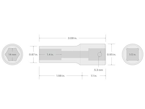 TEKTON 1/2 Inch Drive x 14 mm Deep 6-Point Impact Socket | SID23114 - size: 14 mm, style: Deep