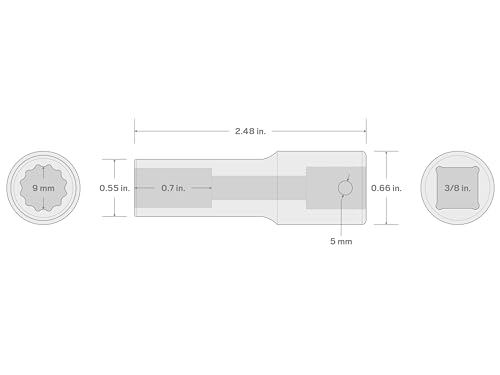 TEKTON 3/8 Inch Drive x 9 mm Deep 12-Point Impact Socket | SID13309 - size: 9 mm, style: Deep