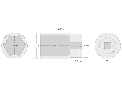 TEKTON 1/2 Inch Drive x 36 mm Deep 6-Point Impact Socket | SID23136 - size: 36 mm, style: Deep