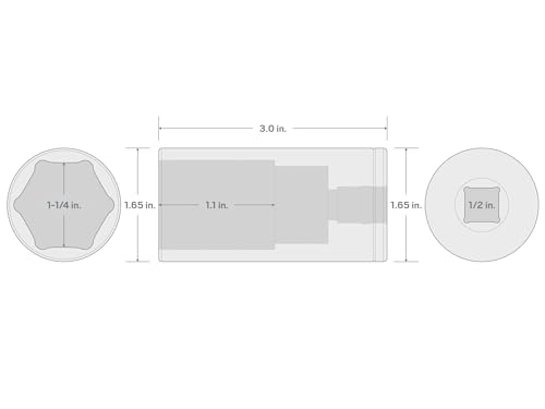 TEKTON 1/2 Inch Drive x 1-1/4 Inch Deep 6-Point Socket | SHD23032 - size: 1-1/4 Inch, style: Deep