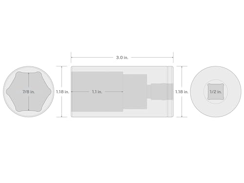 TEKTON 1/2 Inch Drive x 7/8 Inch Deep 6-Point Socket | SHD23022 - size: 7/8 Inch, style: Deep