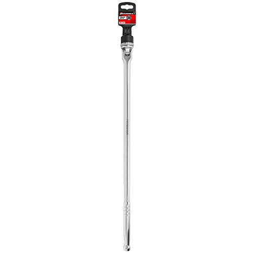 Powerbuilt 1/2 Inch Drive Ratchet Breaker Bar Hand Tool, Long Reach 24 Inches, Grip and Break Loose Tight Bolts, Nuts - 641700