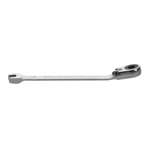 BLACK CANYON 1/4 Inch Ratchet Combination Wrench, 12-Point Box End & Hex Opening, Polished Steel Ratcheting Wrench with SAE & Metric Sizes - size: 1/4 Inch, style: Inch