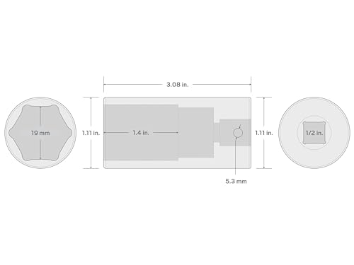 TEKTON 1/2 Inch Drive x 19 mm Deep 6-Point Impact Socket | SID23119 - size: 19 mm, style: Deep