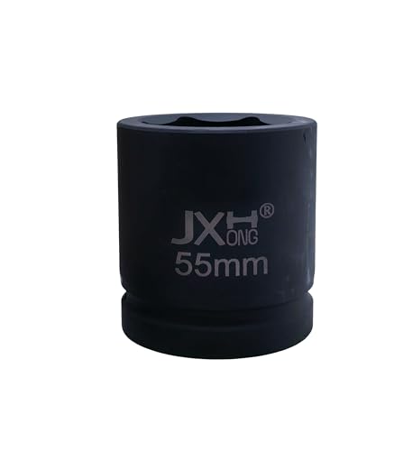 1-1/2" Drive Impact Socket, 6-Point, Heat Treated Cr-Mo Steel – Heavy Duty for Hydraulic Impact Wrench (55mm) - size: 55mm