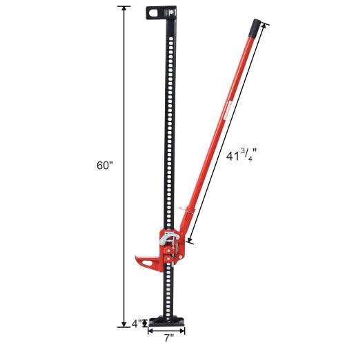 GarveeTech 60 in Farm Jack,Ratcheting Off Road Utility Jack, 7000 LBS Utility High Lift Farm Jacks,Adjustable Lifting Height 4.13-52.36 in Heavy-Duty Farm Jack for Tractor, Truck, SUV, Bumper Lift - size: 60”
