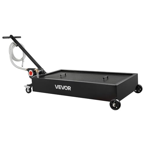 VEVOR Low Profile Oil Drain Pan, 20-Gallon Metal Oil Change Pan, Effective Oil Drain Cart with 180W Electric Pump, Wheels & Folding Handle, Oil Drain Tank for Cars, SUVs, Trucks, Buses, RVs