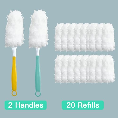 Car Interior Duster - Ultimate Cleaning Tool for Cars, House, and Office - Compact Mini Design for Effortless Dust Removal Double-Sided Design 2handle +20 Duster Refills. - style: Duster 20