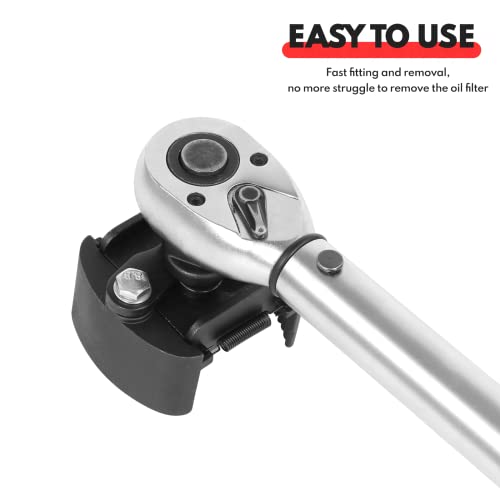 BILITOOLS Universal Adjustable Oil Filter Wrench with Auto-Clamp Spring | 1/2-Inch Drive Removal Tool, Fits 60-80 mm (2.36-3.15 Inch) Engine Filters, Conduit and Fittings - size: 60-80mm
