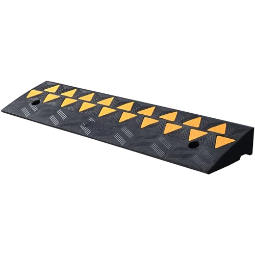 VEVOR Rubber Curb Ramp 3.5" Rise Height Sidewalk Curb Ramp, 10" Width 39.4" Length Driveway Ramp for Curb, 15T Heavy Duty Rubber for Forklifts, Trucks, Buses, Cars, Wheelchairs, Bikes