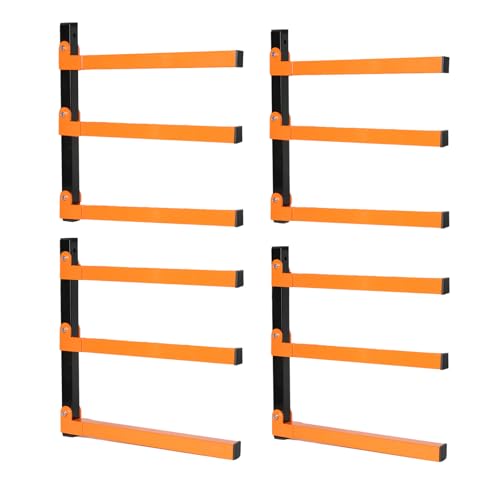 Wall Mounted Lumber Storage Rack and Wood Organizer with 6-Level Holds Up 1320 LBS, Heavy Duty Steel Shelf Brackets for Garages Workshops & Outdoor Sheds, Space Saving Metal Wall Rack