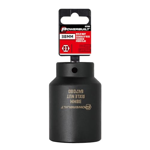 Powerbuilt 38mm Axle Nut Socket, 1/2 Inch Drive, Use with Impact Wrench, 12 Point, Remove Axle Shaft Nut - 647080 - size: 38mm