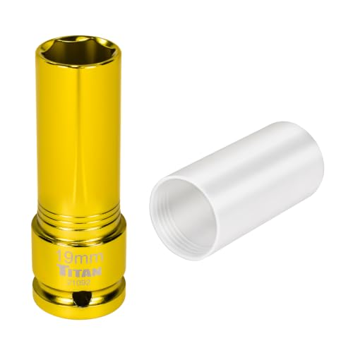 Titan 21092 1/2-Inch Drive x 19mm Non-marring Impact Deep Lug Nut Socket - size: 19mm
