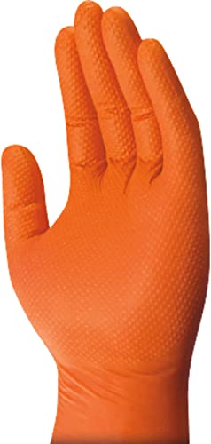 Mechanix Wear: 8 Mil Heavy Duty Nitrile Disposable Gloves, Latex Free, Powder Free, Nitrile Rubber Gloves with Textured Grip, 100 pack, Cleaning and Mechanic Work Gloves (Orange 8 mil, Medium)