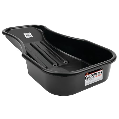 Performance Tool W4073 Heavy Duty 2.8 Quart Oil Drain Pan with Splash Guard and Tapered Spout for Lawn Equipment and Motorcycles - style: Low Profile Drain Pan 2.8qt