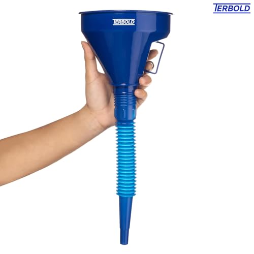 Automotive Flex Funnel with Hose | Wide Mouth Flexible Oil Funnel for Automotive Use - Gas, Transmission Fluid, Car Fuel, Oil Change (Blue) - color: Blue