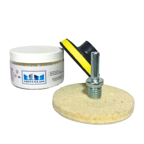 Glass Polishing Cerium Oxide Kit Powder 3.52 oz. TREO 99.95% | 3" Backing Disc, Wool Felt Disc, Drill Adapter, Glass Scratch Remover, TREO 99.96%