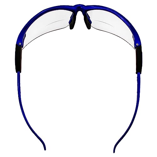 Global Vision Contender Bifocal Safety Glasses Blue Frame Clear Lens ANSI Z87+ for Men and Women Magnifying Reader 1.0 to 2.5 - size: 1.50