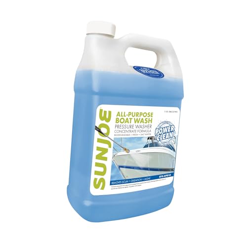 Sun Joe All-Purpose Boat Wash Cleaner for Pressure Washer, Concentrate Formula, Citrus Scent, 1 Gallon - Marine Cleaning Solution for Metal, Wood, Fiberglass, and Exterior Surfaces, SPX-APBW1G - style: Boat and RV Cleaner