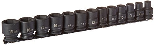 Grey Pneumatic 1213MG Impact Socket Set - style: 13 Pc. Metric Magnetic Impact Set