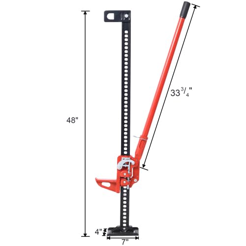 GarveeTech 48 in Farm Jack,Ratcheting Off Road Utility Jack, 7000 LBS Utility High Lift Farm Jacks,Adjustable Lifting Height 5.12-41.14 in Heavy-Duty Farm Jack for Tractor, Truck, SUV, Bumper Lift - size: 48”