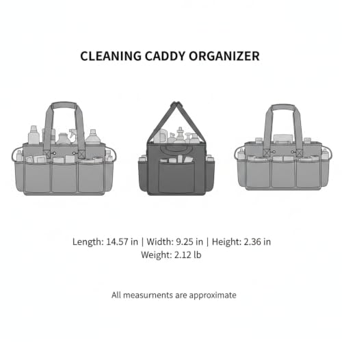 Fits Standard Spray Bottles Cleaning Caddy, Portable 600D Oxford Tool Organizer with Handle for Home and Car Detailing