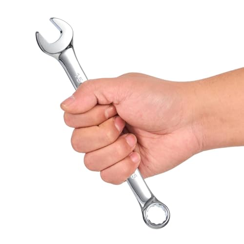 BLACK CANYON Metric 15mm Combination Wrench, 12-Point Box End & Hex Opening Design, Polished Steel - size: 15 mm