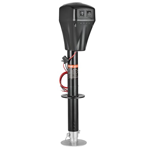 VEVOR Electric Trailer Jack, 5000 lbs, Heavy Duty RV Electric Power Tongue Jack with 2 Way Connector, Manual Crank Handle & Weatherproof Jack Cover, 10"-28.3" Lift, for RVs, Trailers & Campers, Black - size: 5000 lbs
