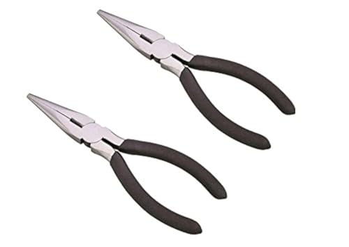 Edward Tools Long Nose Pliers with Side Cutter 6” - 2 Pack - Drop forged steel - Polished rust proof finish - Extra strength well aligned side cutter - Smooth action needle nose pliers