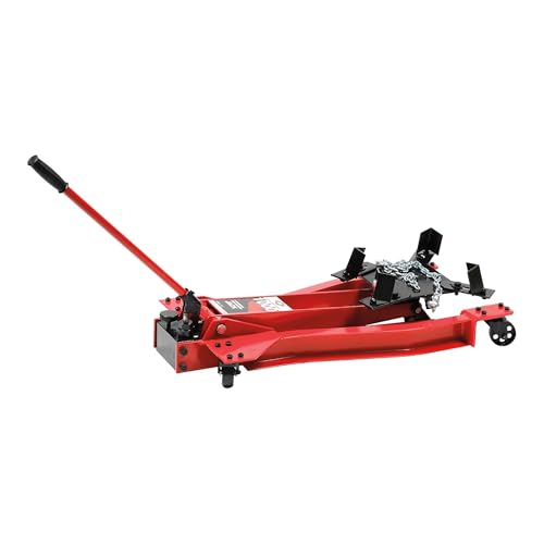 AFF Low Profile Manual Hydraulic Transmission Jack - Heavy Duty Steel Body, Adjustable Saddle with Safety Chain & 360 Handle - For Transmissions, Transfer Cases & Differentials (Multiple Capacities) - size: 1000 lbs Capacity