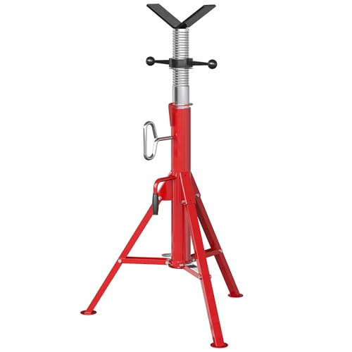 v-Head Pipe Stand for 1/2" to 12" Pipes, Heavy-Duty Steel Pipe Jack Stand with 28"- 52" Adjustable Height, Folding & Portable for Welding, Automobile, Threading.Upgraded Version - size: 28"-52"