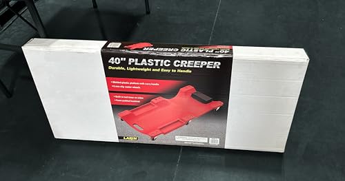 LARIN 40 Inch Mechanic Creeper – Blow Molded Low Profile Rolling Garage Creeper with Padded Headrest, Dual Tool Trays, 350 lbs Capacity, Ergonomic Shoulder Recess Design