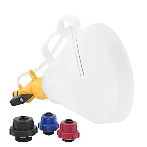Focket Coolant Filling Funnel, Spill Design with 3 Adapters, Radiator Funnel Kit with Brass Flow Valve for Vehicles