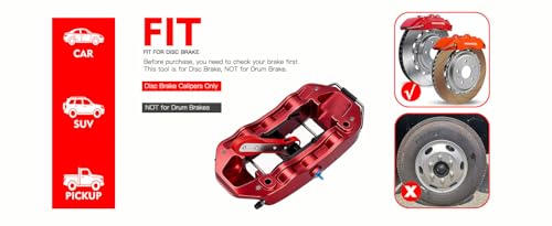 Brake Caliper Compression Tool, 360° Ratcheting Piston Compressor, 2 Steel Plates, 2 Hooks, for Single Twin Quad Pistons, Cars Trucks SUVs