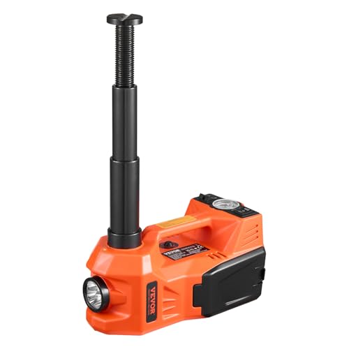 VEVOR Electric Car Jack, 5 Tons /11000 lbs Electric Jack with Built-in Inflator, 12V Adjustable Tire Change Replacement with Secure Hammer & LED Light, Portable Jack kit for Sedan, SUV, Truck