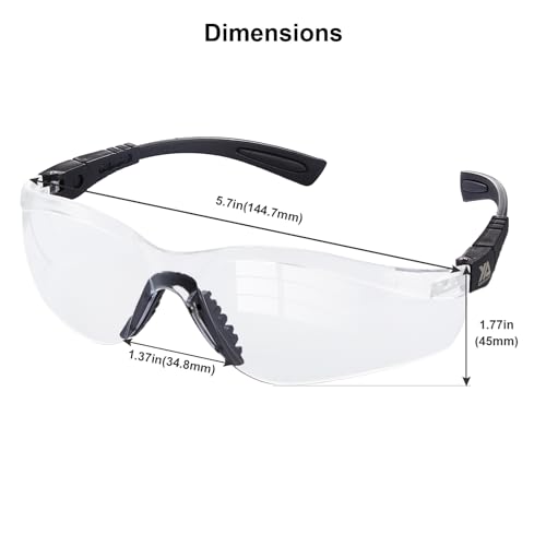xaegistac Shooting Glasses Anti Fog -Shooting Range Eye Protection | Adjustable Safety Glasses with Z87.1 Certificated Impact Reistance - color: Black Frame Clear Lens