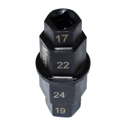 Hex Axle Tool for Motorcycle Front Axle Wheel, Allen Axle Spindle Socket Adapter Tool, 3/8 Inch 17mm 19mm 22mm 24mm - size: 4 in 1