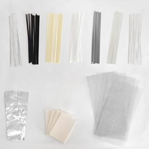 112 Pcs Plastic Welding Rods Kit, 7 Materials (PP ABS PE PU TPO PA PC) for Car Bumper & Kayak Repair, Includes 5 Stainless Steel Mesh, 4 Sanding Sponges & 5 Tapes, 7.87 Inch Plastic Weld Rods