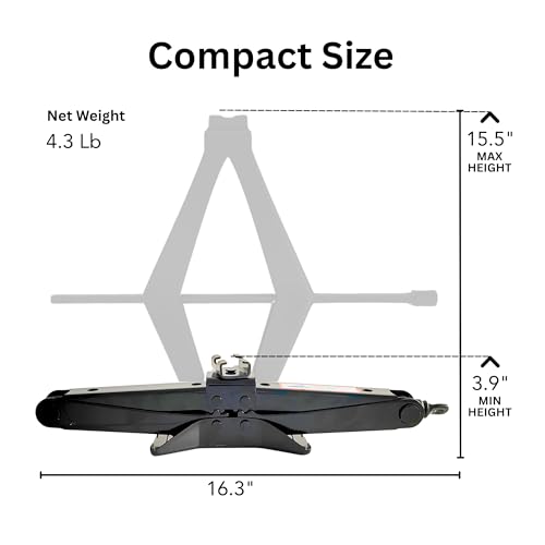 Portable Scissor Jack Roadside Emergency Tire Change Car Lift Tool | 4409 lbs Capacity, For Sedans, MPVs & SUVs, Compact Portable Kit, Vehicle Roadside Emergency Tool - size: 2T
