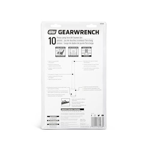 GEARWRENCH 10 Pc. 1/4" & 3/8" Drive Long Torx Bit Socket Set - 80588 - size: 1/4" & 3/8" Drive, style: 10 Pc Long Torx Bit Socket Set