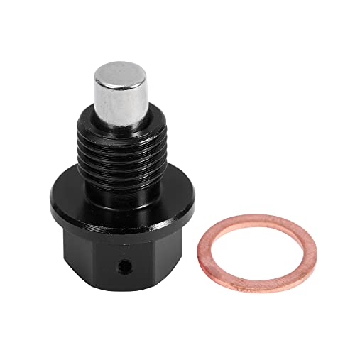 X AUTOHAUX 2 Set M12x1.25 Oil Drain Plug Magnetic Aluminum Alloy Sump Drain Nut Oil Drain Bolt with 2 Washer for Car Motorcycle Black - size: M12x1.25, M12x1.25