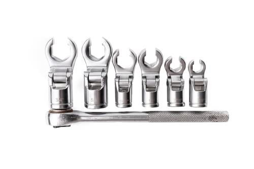 4LIFETIMELINES 3/8" Drive Crow's Feet Adjustable Flare Nut Sockets, 6 Piece SAE Set - size: 0.375 - 0.750 in
