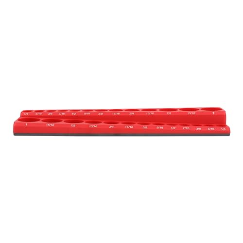 HFS(R) 3/8-inch Magnetic Socket Organizer Set Magnetic Socket Organizer Tray SAE Standard 3/8" Socket Holder Magnetic Tool Organizer 26 Slot Red Hold