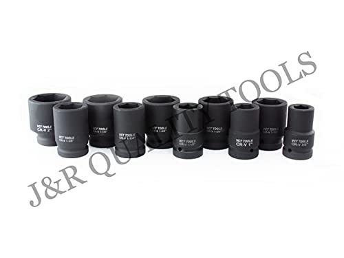 VCT 1" Drive Deep Impact Socket Set, SAE, CrV, 6-Point, 7/8" - 2", 10-Sockets