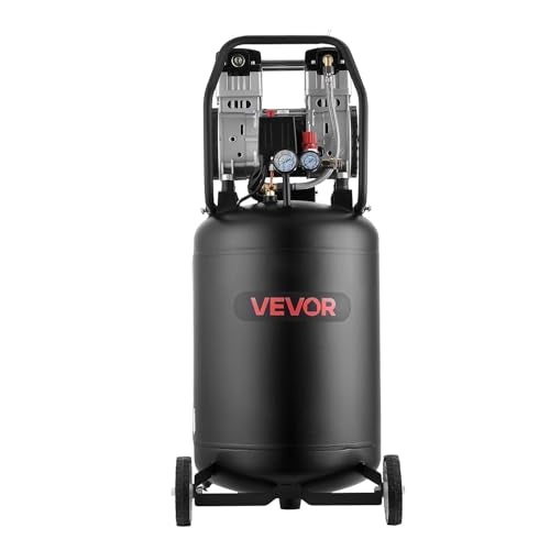 VEVOR 20-Gallon Air Compressor, 2HP 4.5 SCFM at 90PSI, Max 125PSI Pressure Oil-Free Air Compressor Tank, Portable on Wheels for Auto Repair, Tire Inflation, Spray Painting, Woodwork Nailing, 120V - size: 18.5 x 17.7 x 39.8 in