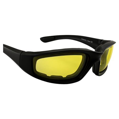 MF MotoFrames Payback Padded Motorcycle Sunglasses Black Frames - color: Black Frame/Yellow Lens
