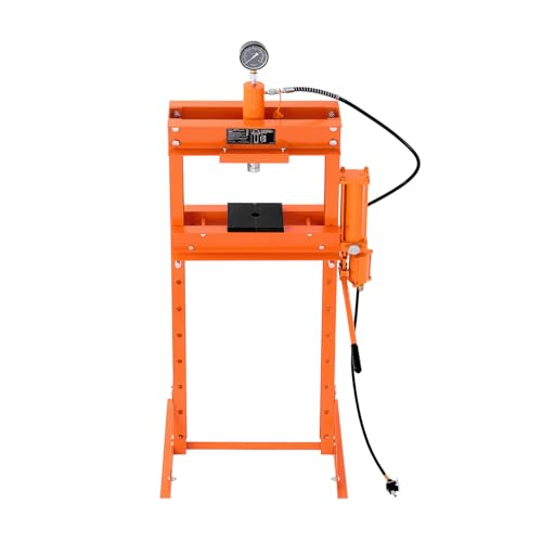 VEVOR Hydraulic Shop Press, 20 T H-Frame Pneumatic Shop Press with Press Plate, Stable Garage Floor Adjustable Hydraulic Press with Triangular Support, Fit for Bending, Straightening & Stamping - size: 20T