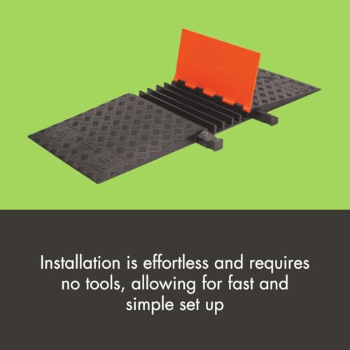Checkers 5 Channel Low Profile Drive Over Cable Protector with Built in ADA Compliant Ramp, Heavy Duty Loads up to 68,000 Pounds, Polyurethane Construction, Black/Black, GD5X75-B/B - color: Black