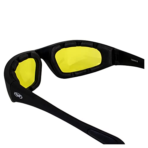 Global Vision Kickback Motorcycle Glasses - color: Black Frame/Yellow Lens