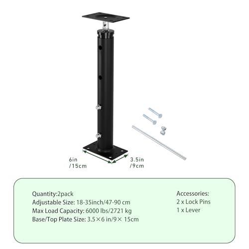 2 Pack House Floor Jacks for Leveling, Adjustable House Floor Jacks Post Pole,Height 18" to 35" Telescoping Jack for Temporary Support,Black